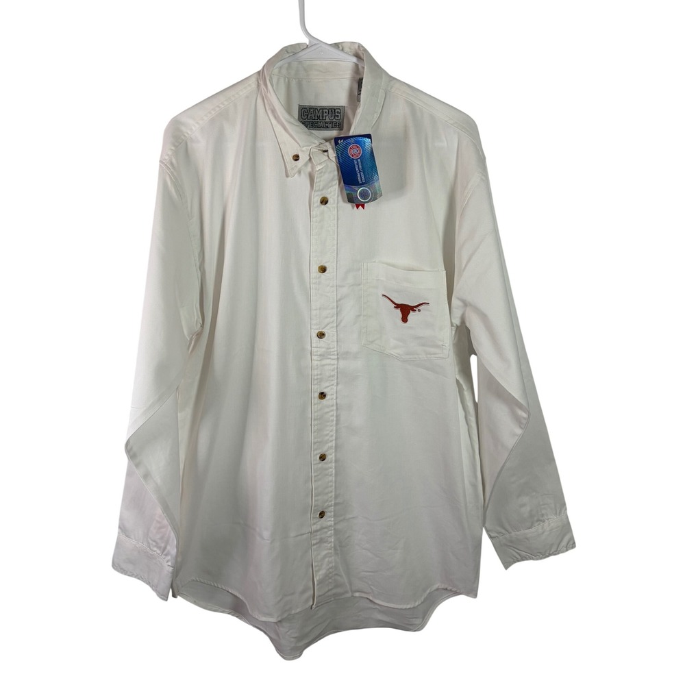 Campus Specialties Texas Longhorns Button Down Shirt Mens XL White Long Sleeve